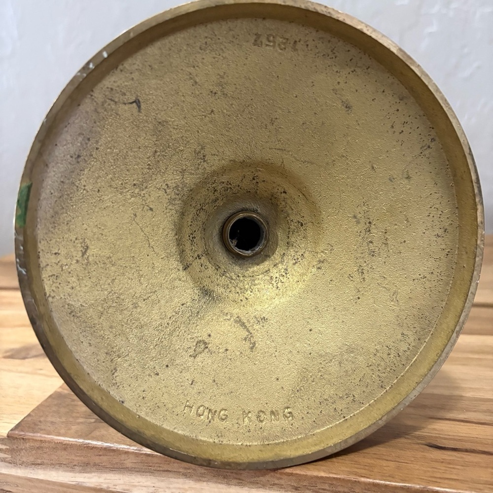 Vintage Brass Mid-Century Modern Candlestick Holder — Made in Hong Kong, 13.25” - Picture 5 of 9